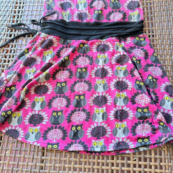 Contro Corrente Pink Black and White Drop Waist Sleeveless Owl Print Dress S - Picture 3 of 9